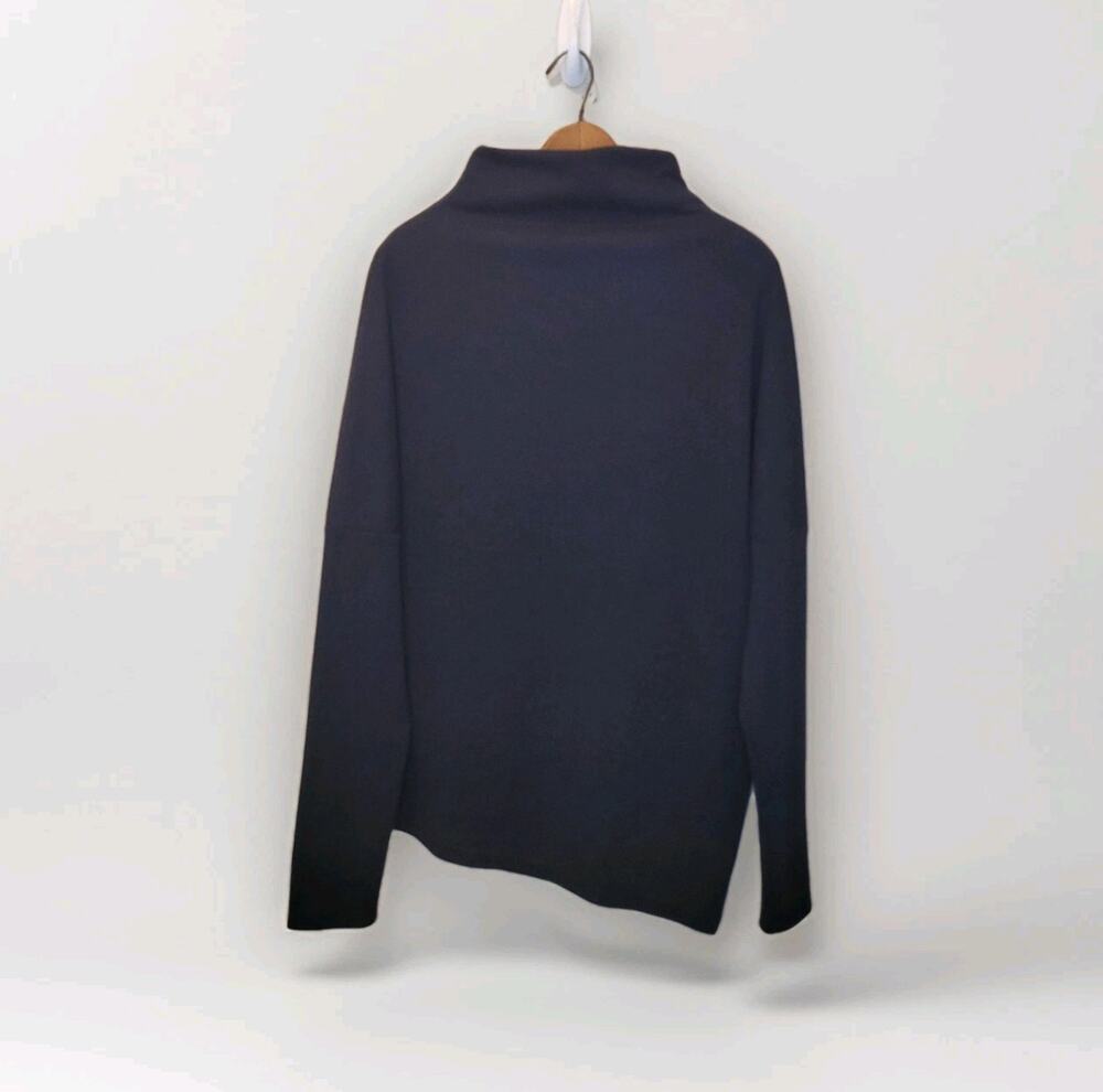 Julia Allurt Black Mock Neck Textured Long Sleeve Asymmetrical Hem Top XL New